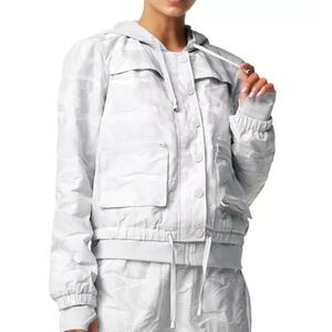 Blanc Noir Skyfall Aviator Jacket Light Gray Hooded Jacket XS